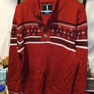 i jeans by Buffalo Red Crewneck Sweater with Bold Patterns